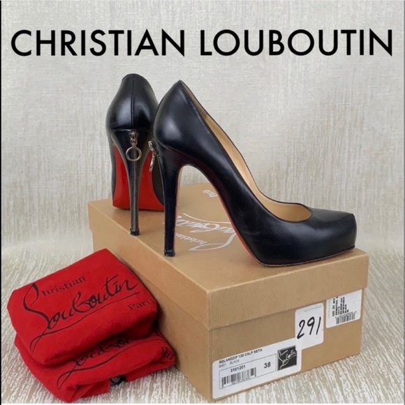 Christian Louboutin Shoes - 👑CHRISTIAN LOUBOUTIN BLACK ZIPPER HEELS 💯AUTH